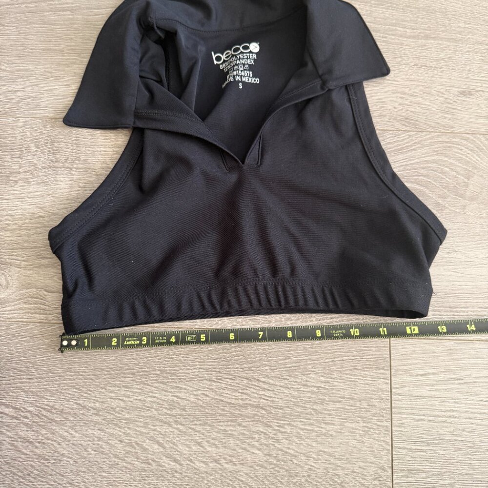 Becca Black Sleeveless Collared Crop Top Size S - Picture 5 of 5